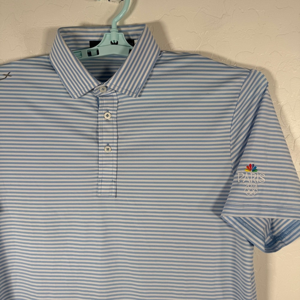 RLX Ralph Lauren Polo Shirt Mens Medium Blue Paris 2024 Olympics NBC Golf
